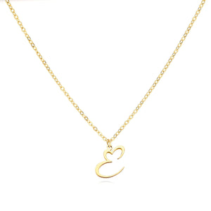 Dainty Gold Initial Necklace for Women – Personalized Heart-Shaped Stainless Steel Jewelry, 45cm