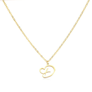 Dainty Gold Initial Necklace for Women – Personalized Heart-Shaped Stainless Steel Jewelry, 45cm