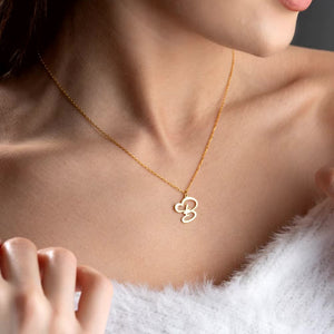 Dainty Gold Initial Necklace for Women – Personalized Heart-Shaped Stainless Steel Jewelry, 45cm