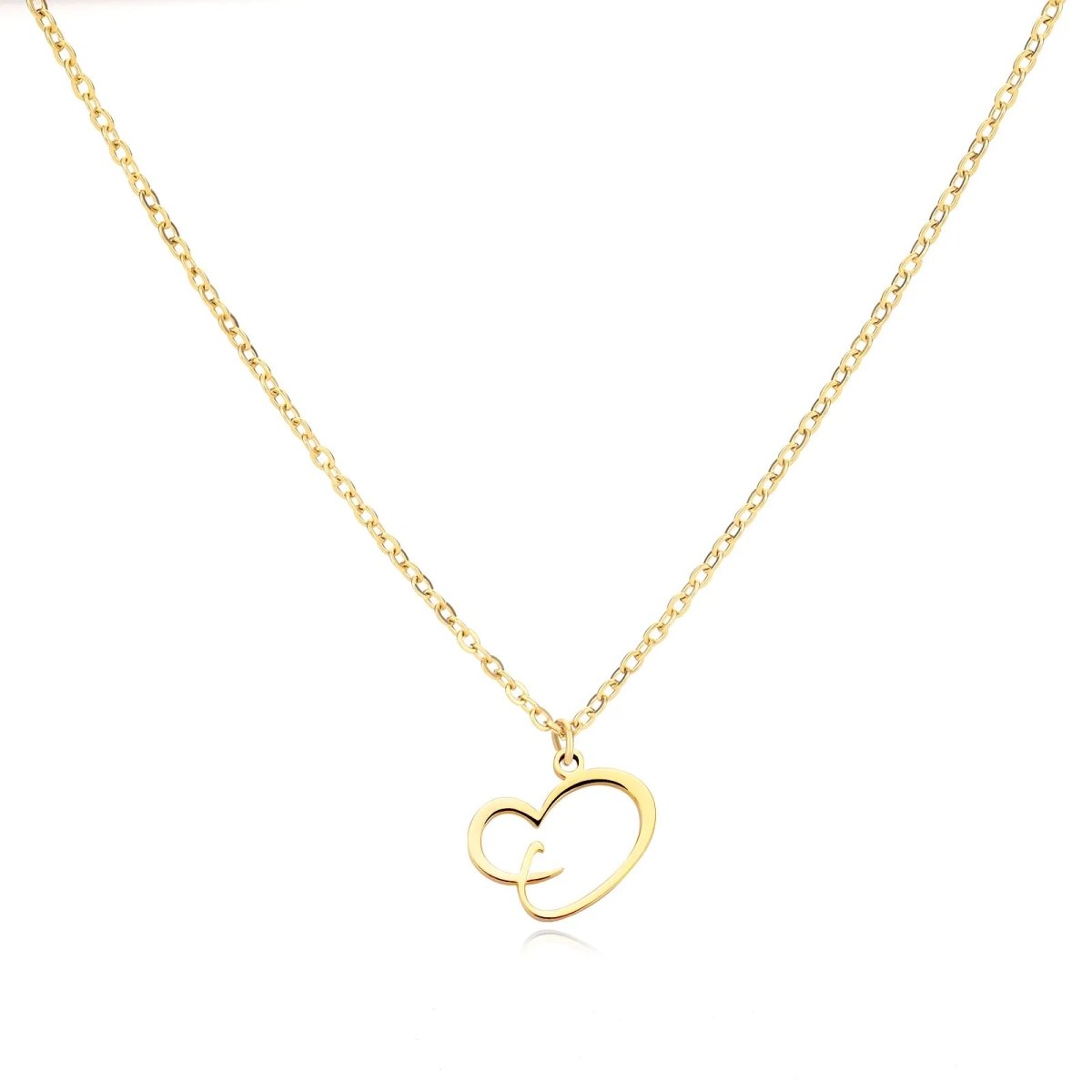 Dainty Gold Initial Necklace for Women – Personalized Heart-Shaped Stainless Steel Jewelry, 45cm