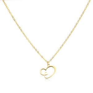 Dainty Gold Initial Necklace for Women – Personalized Heart-Shaped Stainless Steel Jewelry, 45cm