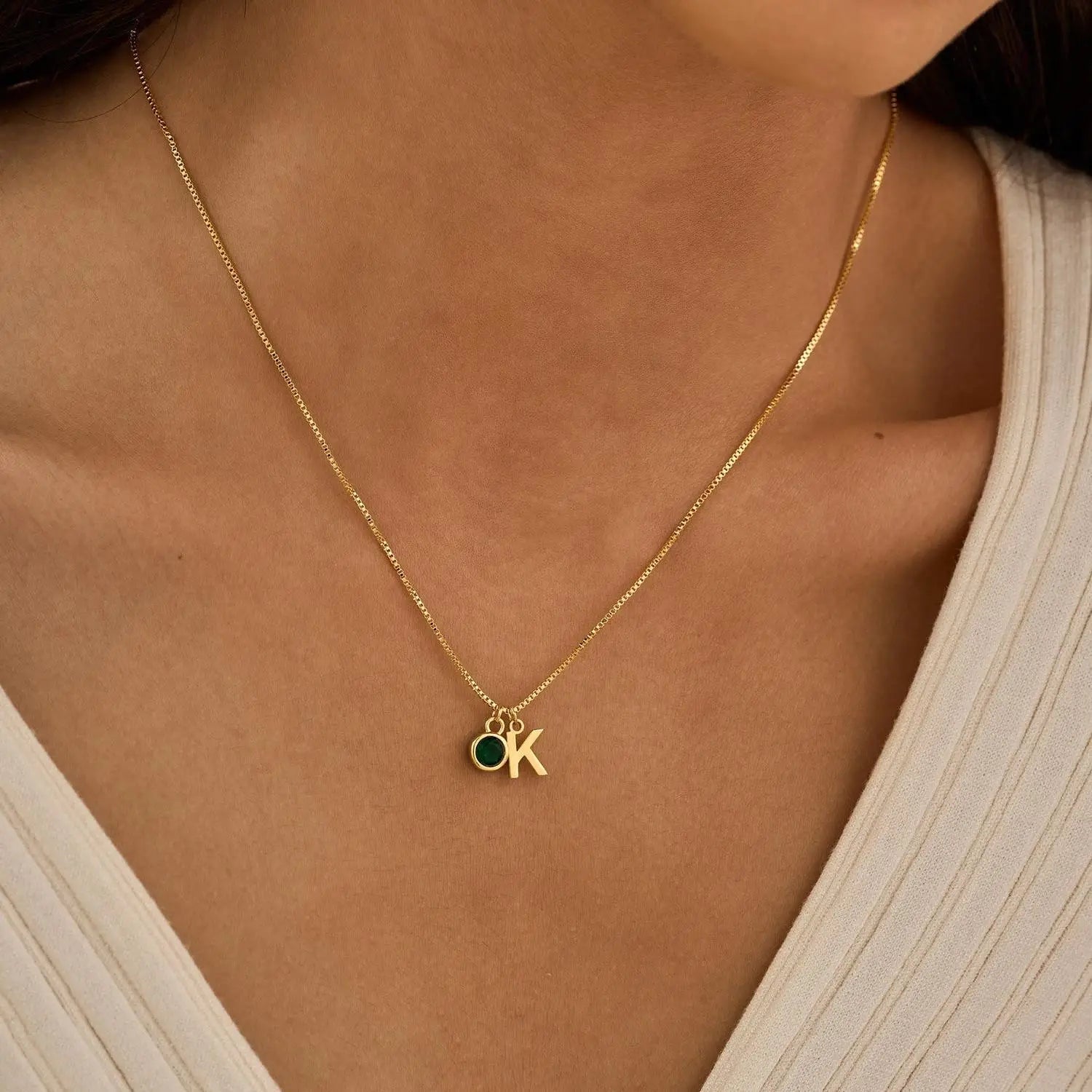 Dainty Initial and Birthstone Necklace – Personalized Jewelry in Gold, Silver, and Rose Gold