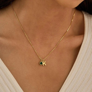 Dainty Initial and Birthstone Necklace – Personalized Jewelry in Gold, Silver, and Rose Gold