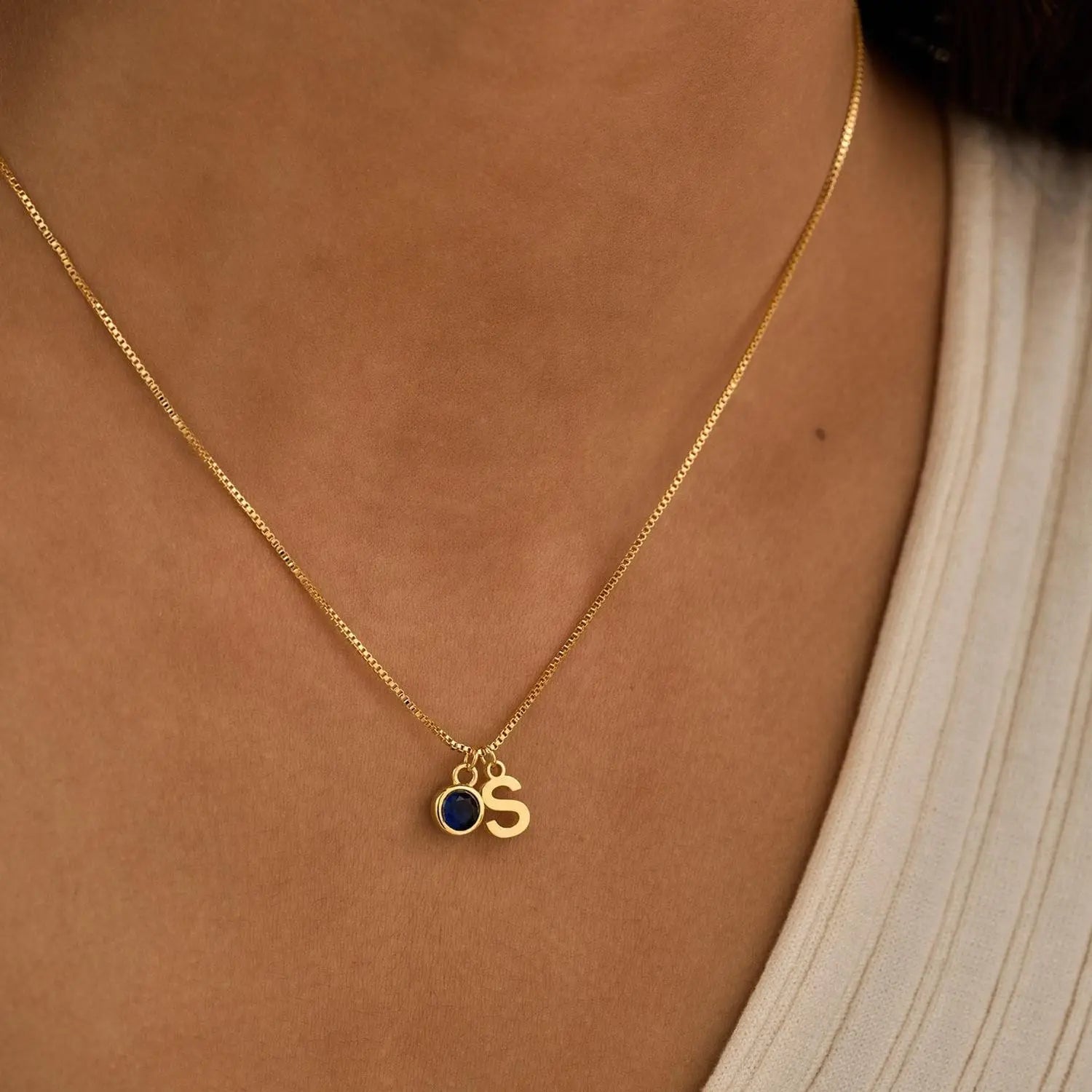 Dainty Initial and Birthstone Necklace – Personalized Jewelry in Gold, Silver, and Rose Gold