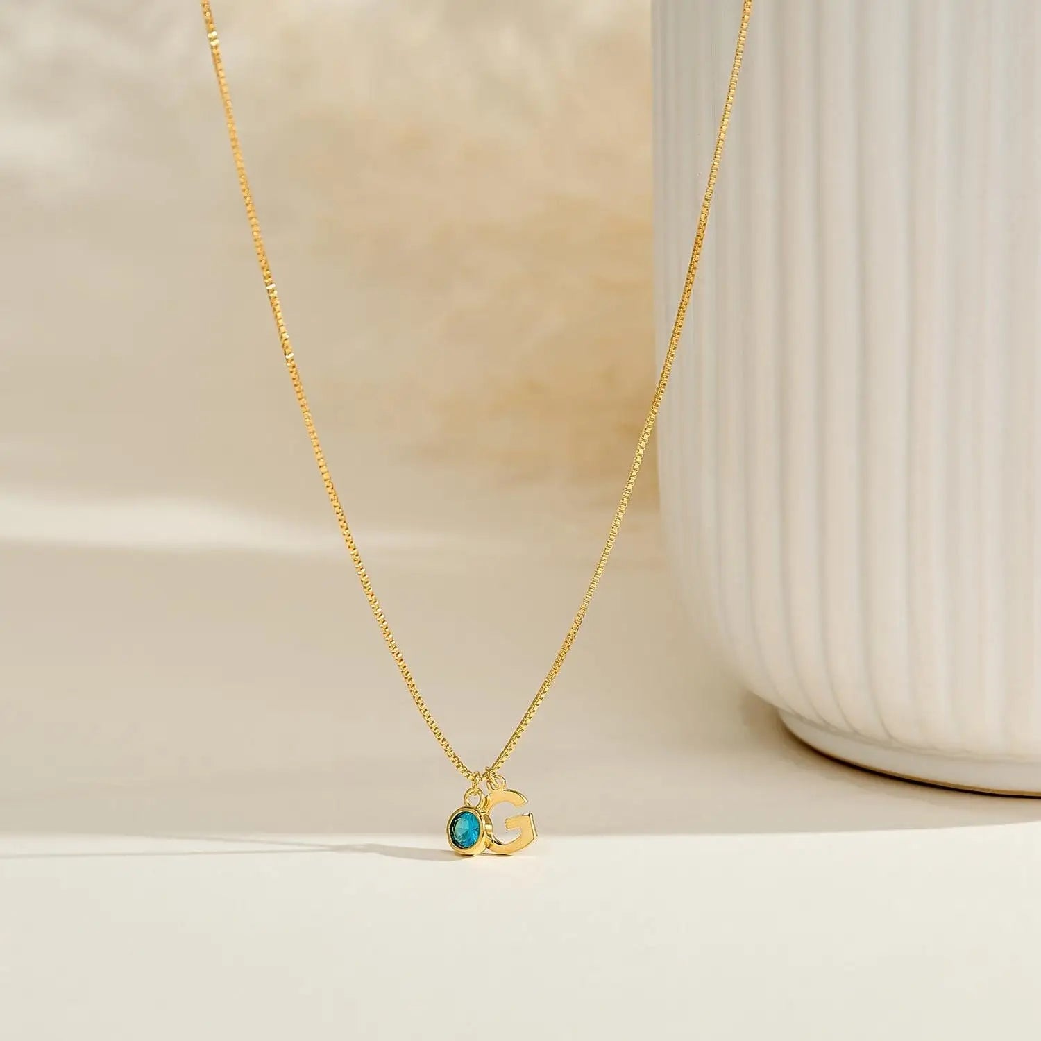 Dainty Initial and Birthstone Necklace – Personalized Jewelry in Gold, Silver, and Rose Gold