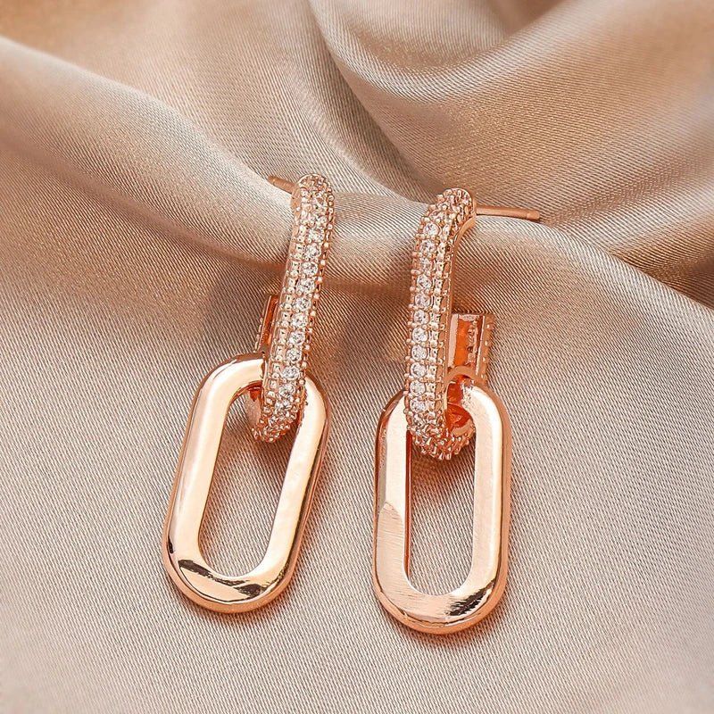 Dainty Loop Deluxe Earrings with Cubic Zirconia – Gold, Silver, and Rose Gold Options