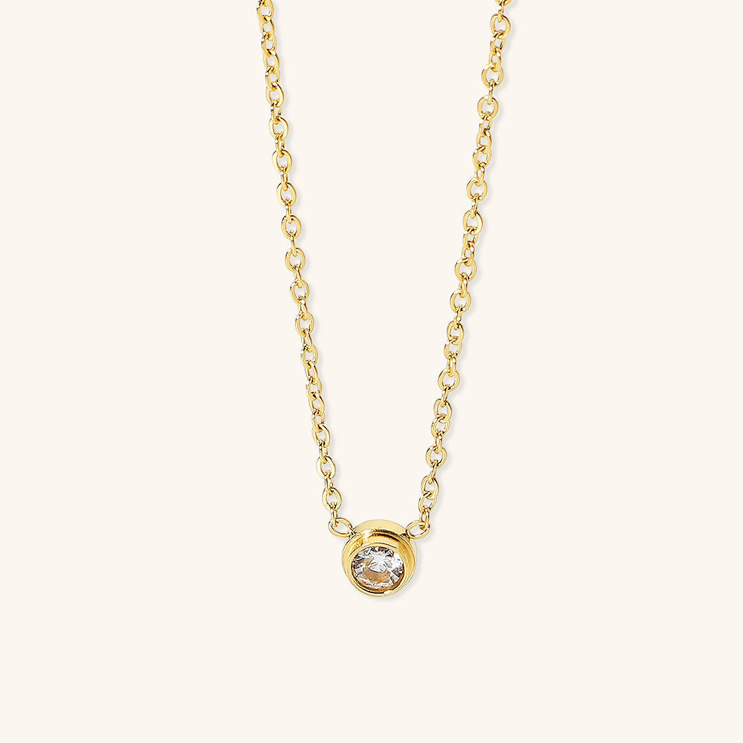 Dazzling Gold Necklace for Women – 18k Gold-Plated Stainless Steel with Diamond Simulants, Hypoallergenic Design