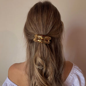 Double Hammered Arch Pony Cuff – Hypoallergenic 18k Gold-Plated Hair Accessory