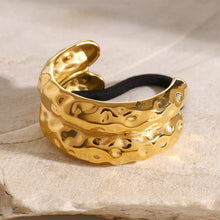 Load image into Gallery viewer, Double Hammered Arch Pony Cuff – Hypoallergenic 18k Gold-Plated Hair Accessory
