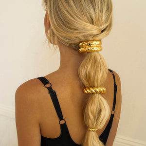 Double Hammered Arch Pony Cuff – Hypoallergenic 18k Gold-Plated Hair Accessory