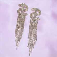 Load image into Gallery viewer, Exaggerated Queen Rhinestone Earrings for Women Fashion Long Letters Pendant Earring Fashion Shiny Party Costume Jewelry
