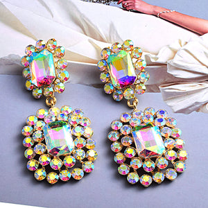 Fashion Earrings Atmospheric Diamond Round Geometric Rhinestone Women's Accessories