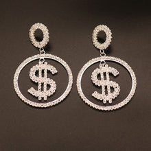 Load image into Gallery viewer, Exaggerated Queen Rhinestone Earrings for Women Fashion Long Letters Pendant Earring Fashion Shiny Party Costume Jewelry
