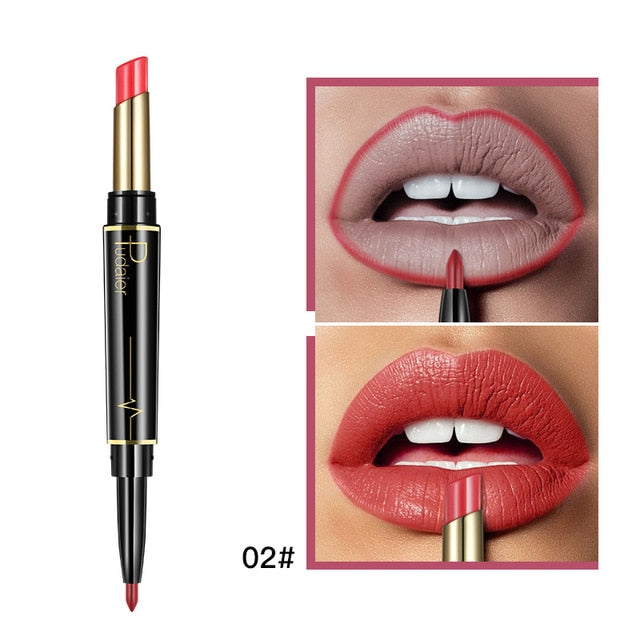 Matte Lipstick Wateproof Double Ended Long Lasting Lipsticks Brand Lip Makeup Cosmetics Nude Dark Red Lips Liner Pencil