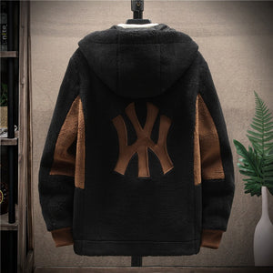 New Style Cashmere Coat In Autumn And Winter Men's Korean Fashion Handsome Cotton Jacket Couple Fashion Label Loose Hooded Cotton Jacket