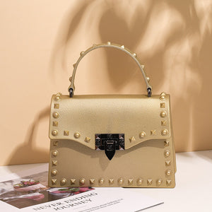 Fashion modern Ladies square mini Jelly HandBags Women punk Waterproof Chain purse Pvc Girls cool shoulder bag