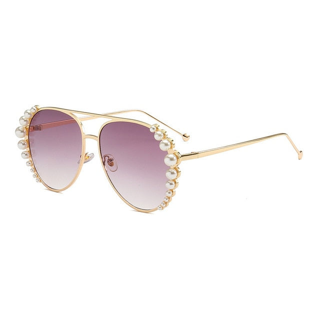 Personality Pearl Sunglasses Women Fashion Sunglasses Driving Sunglasses Ocean Sheet Glasses