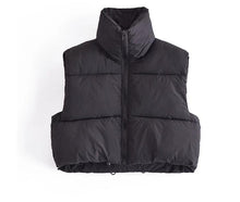 Load image into Gallery viewer, Autumn Stand Collar Cotton Vests Women Elegant Solid Simple Zipper Coats
