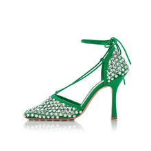 Load image into Gallery viewer, Processing Time:7-15 days after placing orders Women's Summer Fashion Sexy Hollow Out Water Diamond Mesh Bread Head Sandals European and American High Heel Show Shoesdals
