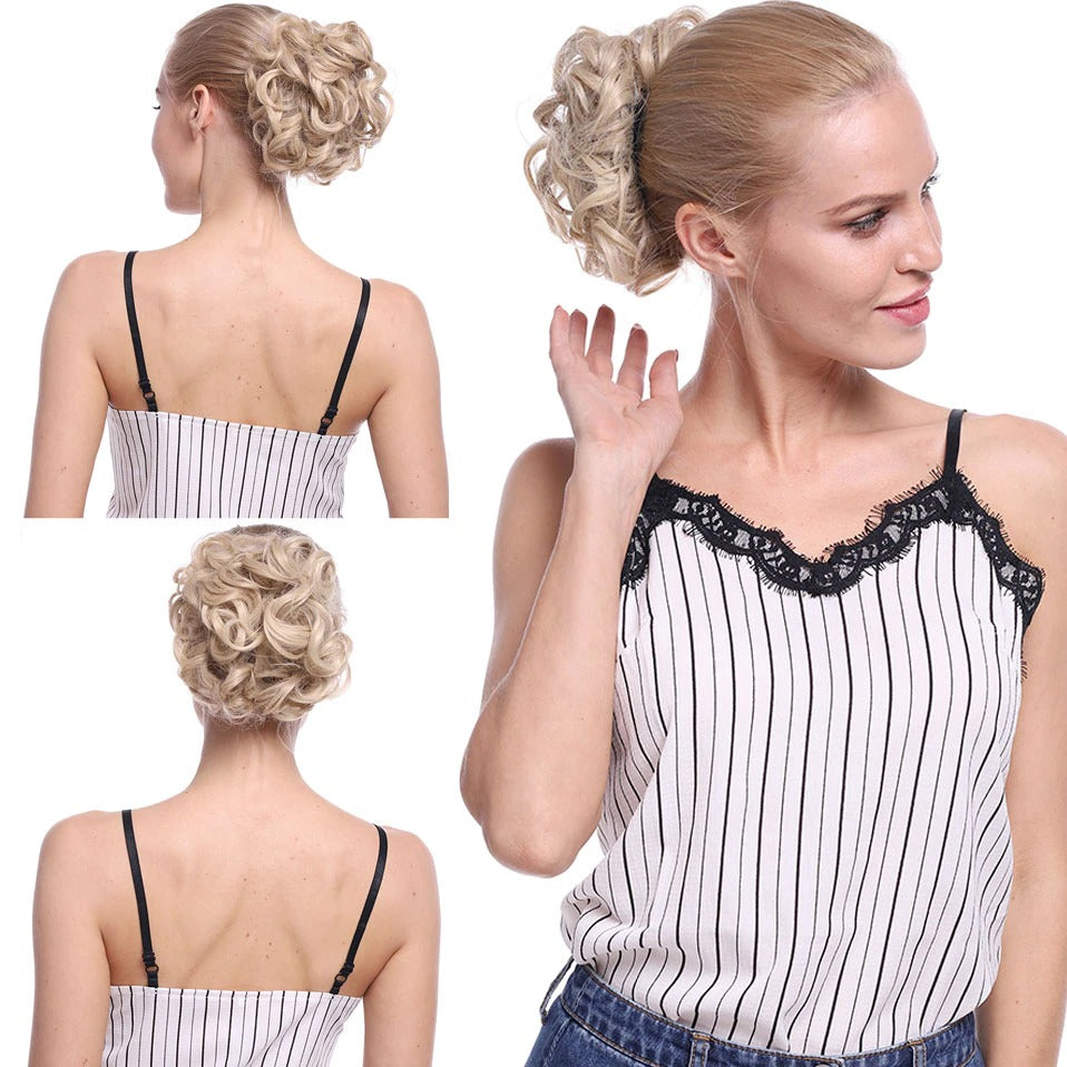 Easy Stretch Clip-in Large Curly Hair Bun Extension for Instant Volume