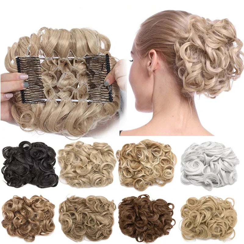 Easy Stretch Clip-in Large Curly Hair Bun Extension for Instant Volume