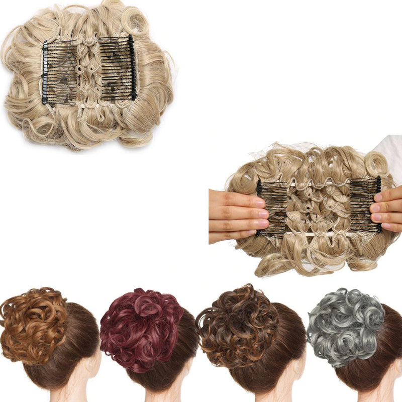 Easy Stretch Clip-in Large Curly Hair Bun Extension for Instant Volume