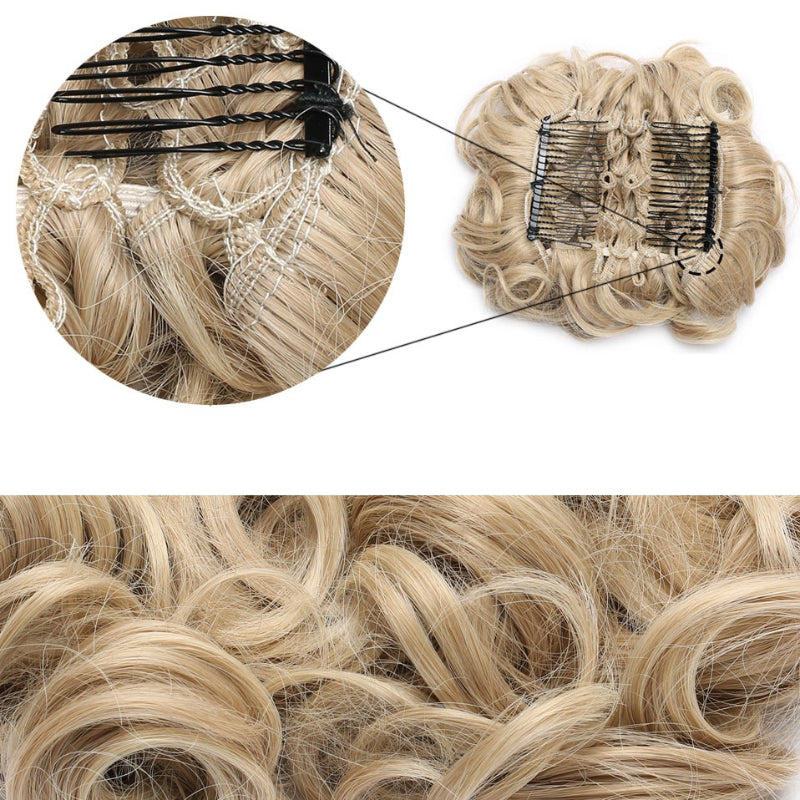 Easy Stretch Clip-in Large Curly Hair Bun Extension for Instant Volume