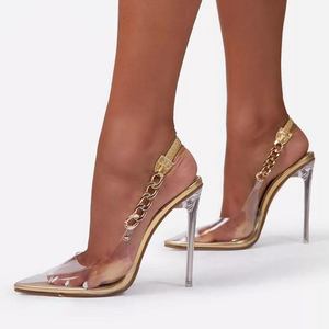 Transparent Chain Stiletto Sandals