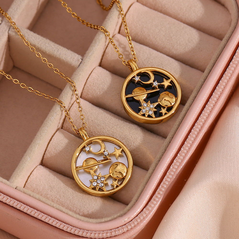 Elegant 18K Gold-Plated Necklace with Celestial Design – Hypoallergenic and Water Resistant