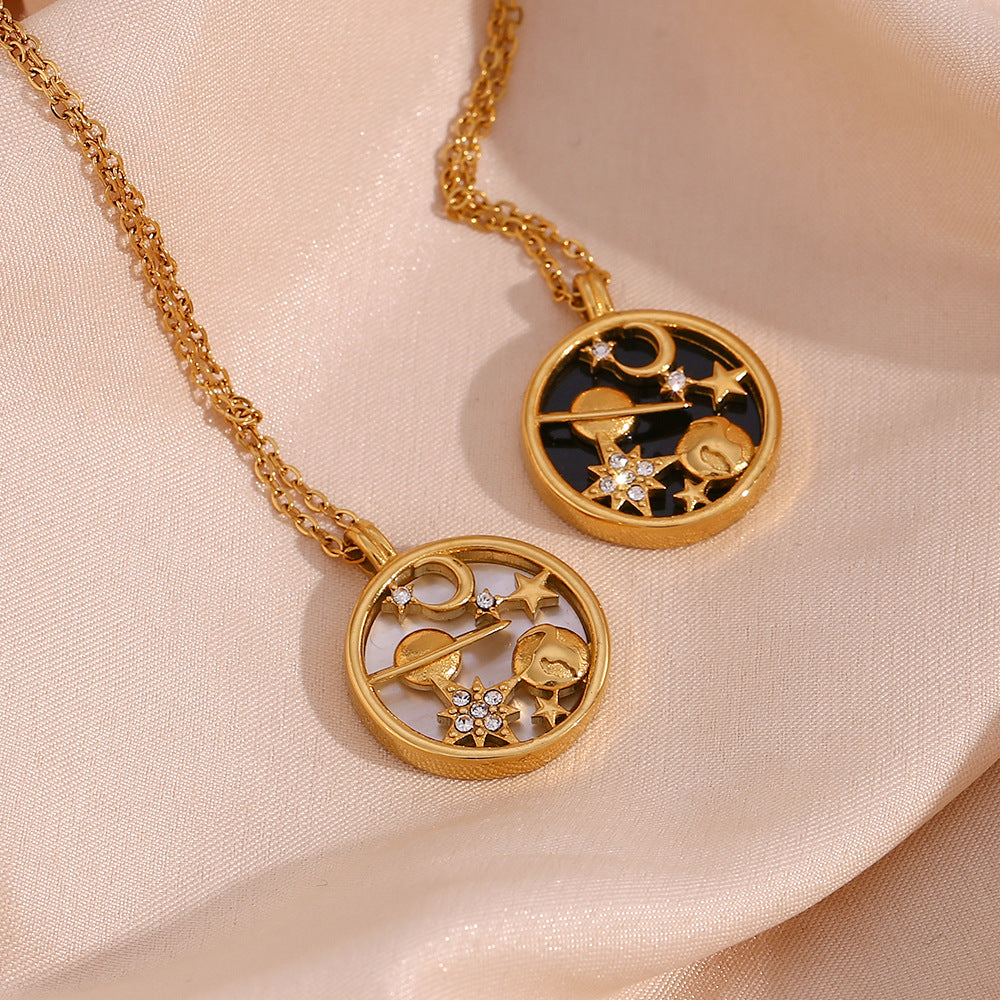 Elegant 18K Gold-Plated Necklace with Celestial Design – Hypoallergenic and Water Resistant