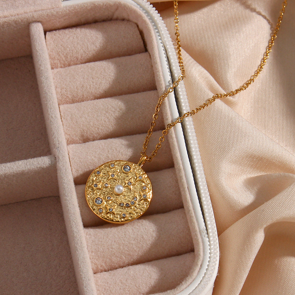Elegant 18k Gold-Plated Cosmic Necklace – Waterproof and Hypoallergenic Design