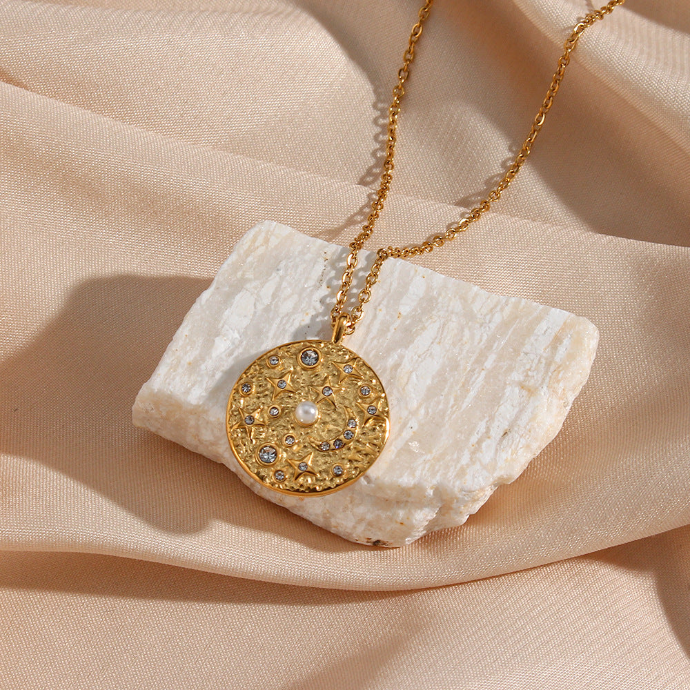 Elegant 18k Gold-Plated Cosmic Necklace – Waterproof and Hypoallergenic Design