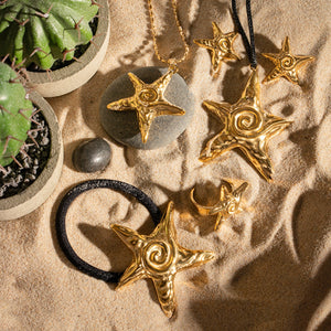 Elegant 18k Gold-Plated Pony Cuff with Starfish Design – Waterproof and Hypoallergenic