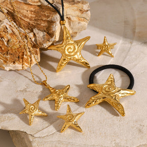 Elegant 18k Gold-Plated Pony Cuff with Starfish Design – Waterproof and Hypoallergenic