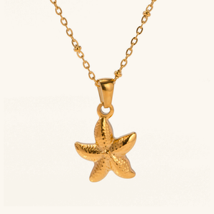Elegant 18k Gold-Plated Starfish Pendant Necklace – Waterproof and Hypoallergenic Jewelry