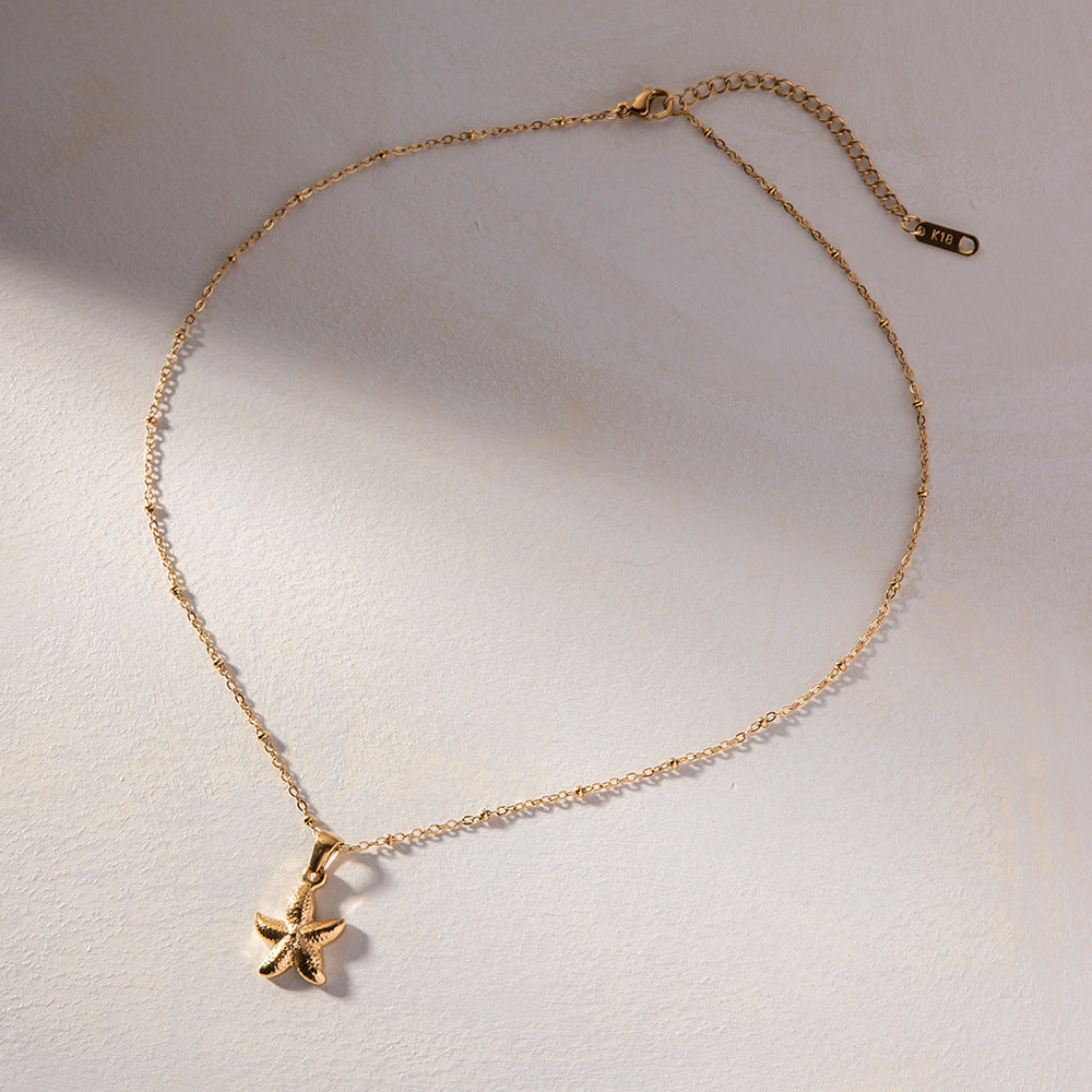 Elegant 18k Gold-Plated Starfish Pendant Necklace – Waterproof and Hypoallergenic Jewelry