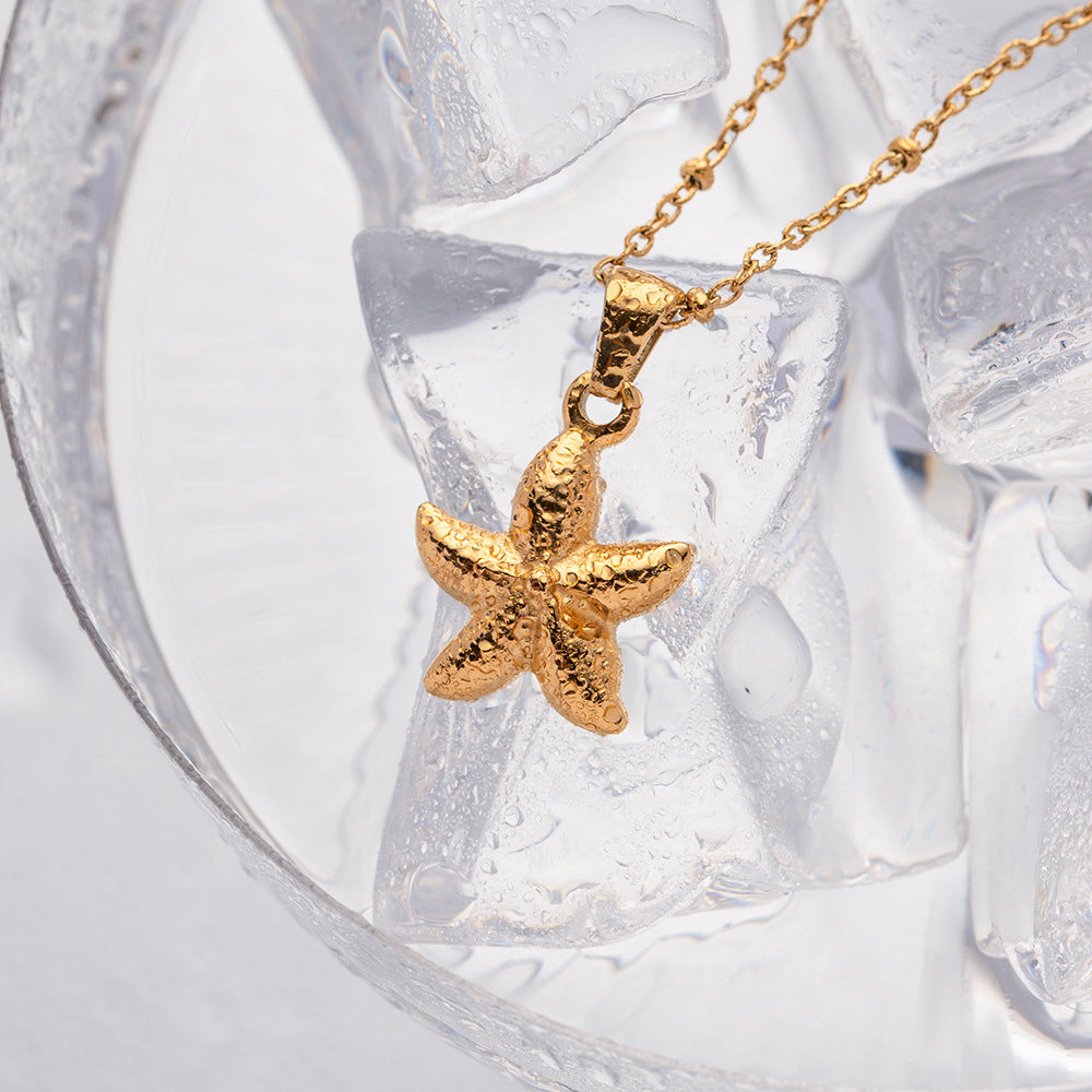 Elegant 18k Gold-Plated Starfish Pendant Necklace – Waterproof and Hypoallergenic Jewelry