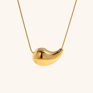 Elegant 18k Gold-Plated Teardrop Necklace – Hypoallergenic Stainless Steel Jewelry for Women, 16-inch Adjustable Length
