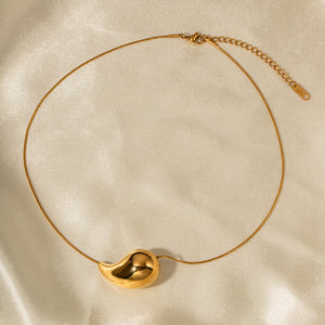 Elegant 18k Gold-Plated Teardrop Necklace – Hypoallergenic Stainless Steel Jewelry for Women, 16-inch Adjustable Length