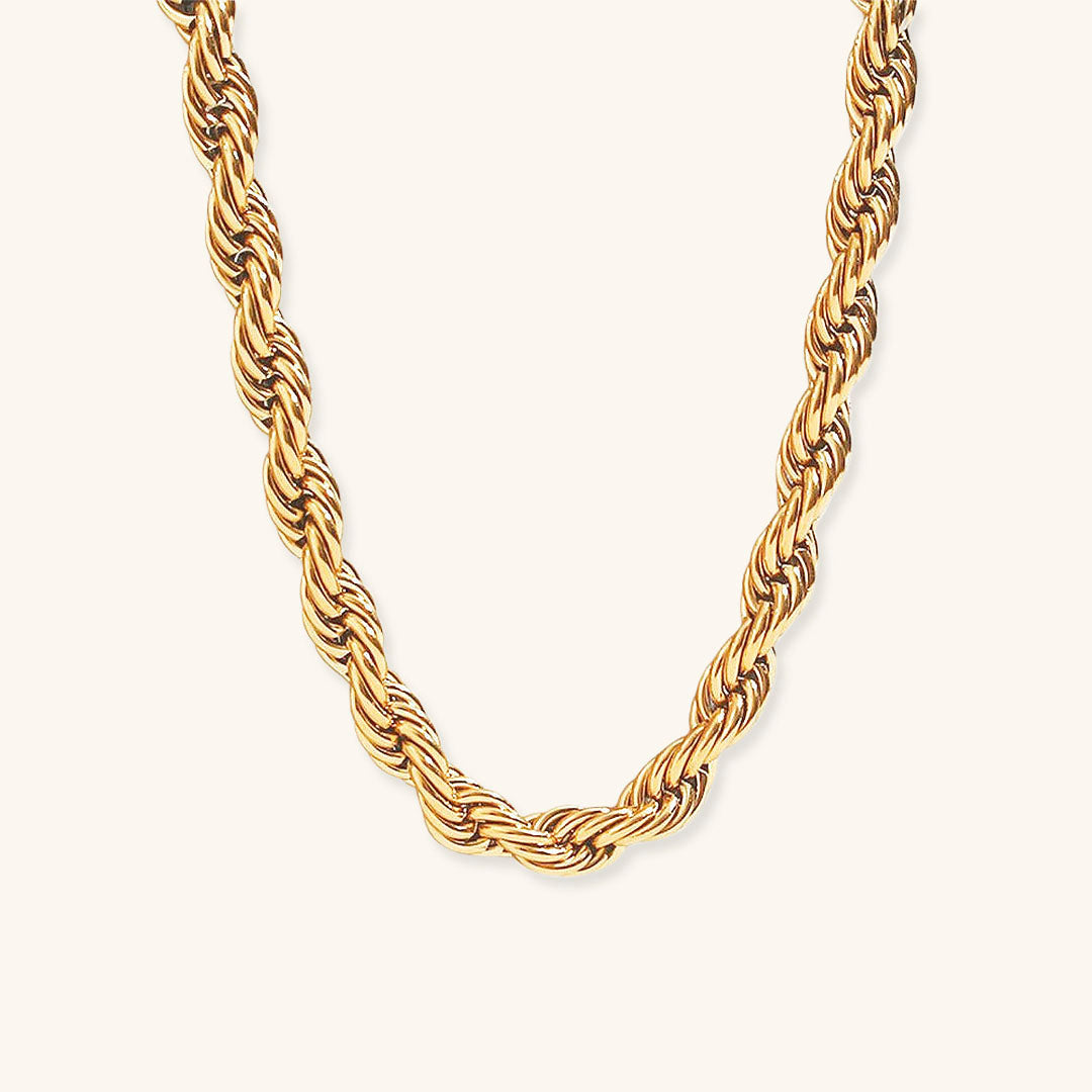 Elegant 18k Gold-Plated Twist Necklace – Hypoallergenic Gold Chain for Women, 16-Inch Length with 2-Inch Extension