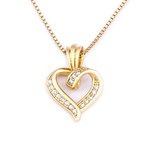 Elegant Diamond Heart Pendant Necklace with Adjustable Chain – Romantic Jewelry for Women