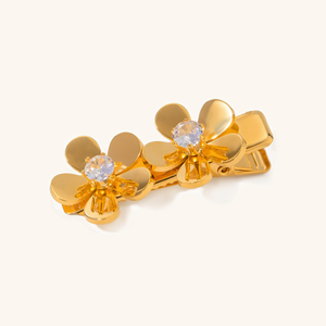 Elegant Diamond Petal Hair Clip with Gold Petals – Hypoallergenic Design for Women, Eco-Friendly and Durable