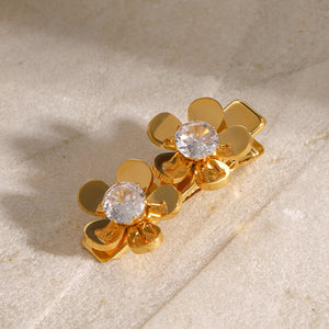 Elegant Diamond Petal Hair Clip with Gold Petals – Hypoallergenic Design for Women, Eco-Friendly and Durable