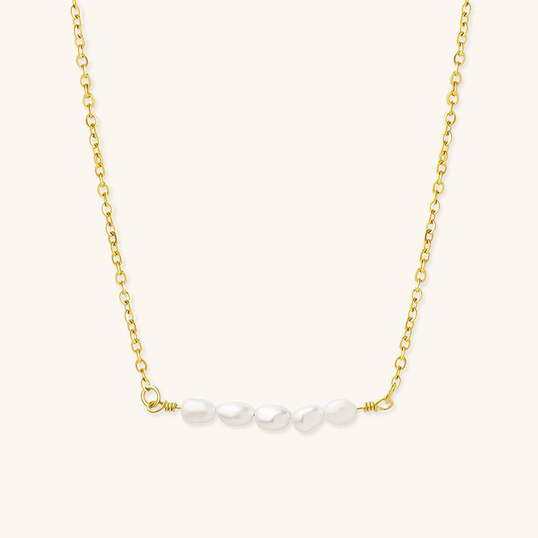 Elegant Freshwater Pearl Gold Necklace – 18k Gold Plated, Hypoallergenic, 17-Inch Length