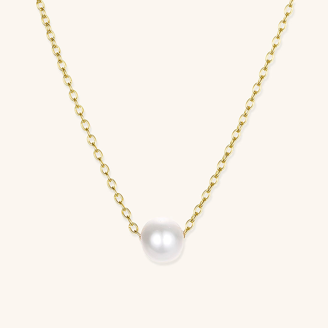 Elegant Freshwater Pearl Necklace with Waterproof Gold Chain – 15 Inch Length and 2 Inch Extension