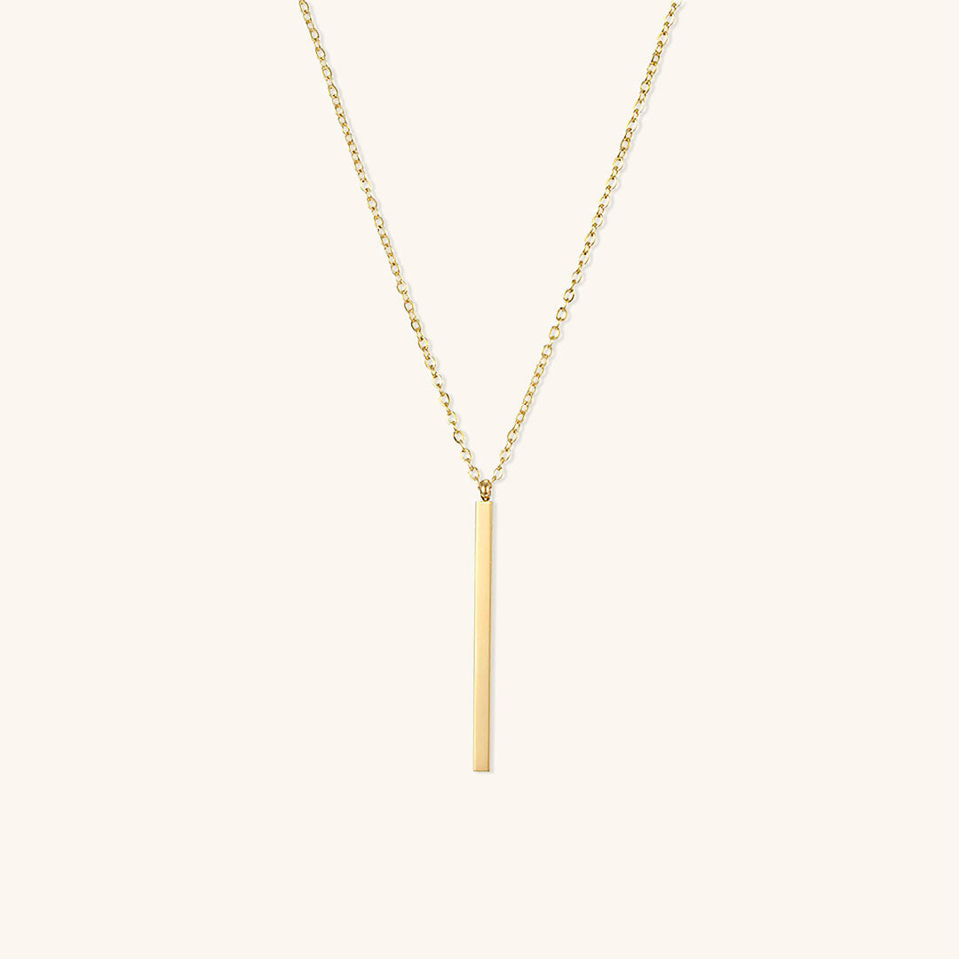 Elegant Gold Bar Necklace with Adjustable Chain Length – Hypoallergenic Stainless Steel-Plated 14k Gold