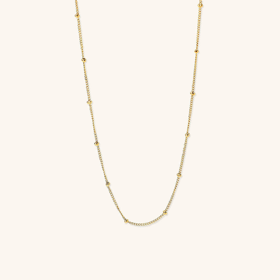 Elegant Gold Chain Necklace with Delicate Beads – 18k Gold-Plated Stainless Steel