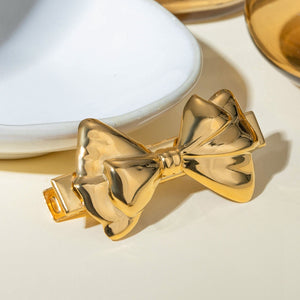 Elegant Gold Hair Clip with Classic Bow Design – Hypoallergenic and Durable Accessory