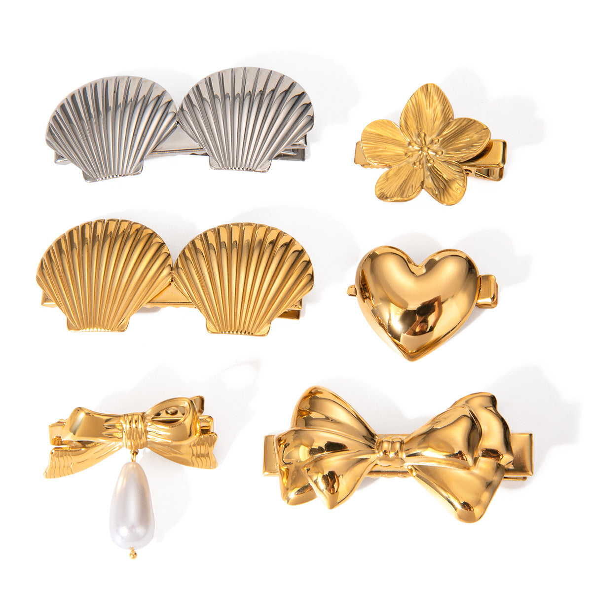 Elegant Gold Hair Clip with Freshwater Pearl - Waterproof, Hypoallergenic Accessory for Women