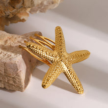 Load image into Gallery viewer, Elegant Gold Hair Comb with Starfish Design – Hypoallergenic, Waterproof, Durable Accessory for Women, 48 mm

